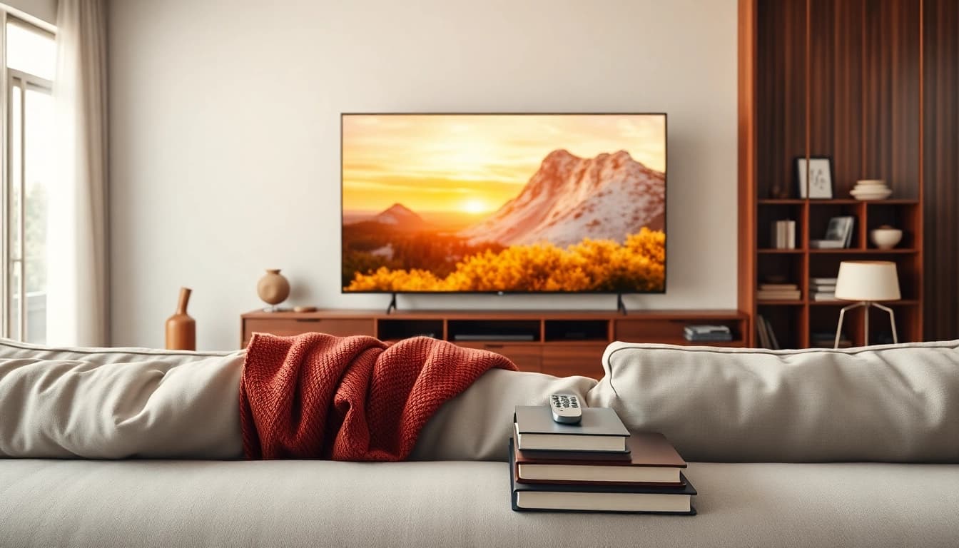 Watch vibrant streaming content on an elegantly designed iron tv in a modern living room.