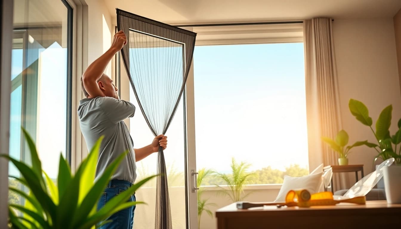 Install Flyscreenmaxx pleated flyscreen in a home, enhancing natural light and aesthetics.