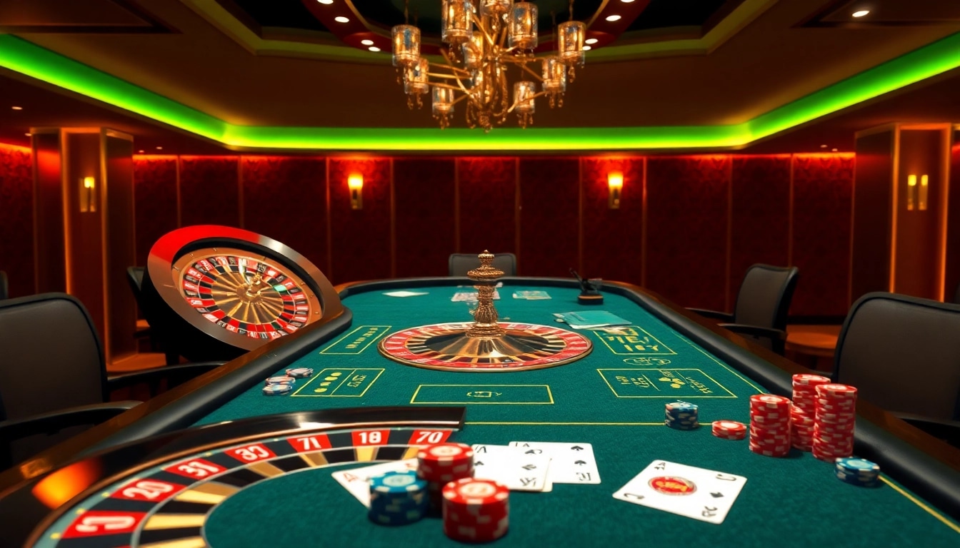 Experience the thrill of gambling at mb66.nyc with vibrant casino scenes of poker and roulette.