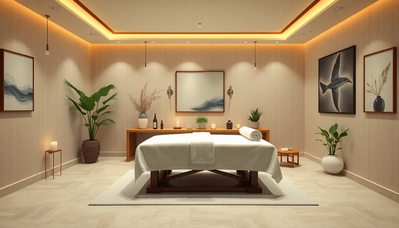 Spa Ads showcasing an elegant, serene treatment room with calming colors and inviting decor.