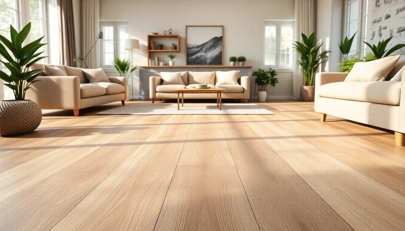 Showcasing lvp floors in a beautifully designed living room, emphasizing quality and style.