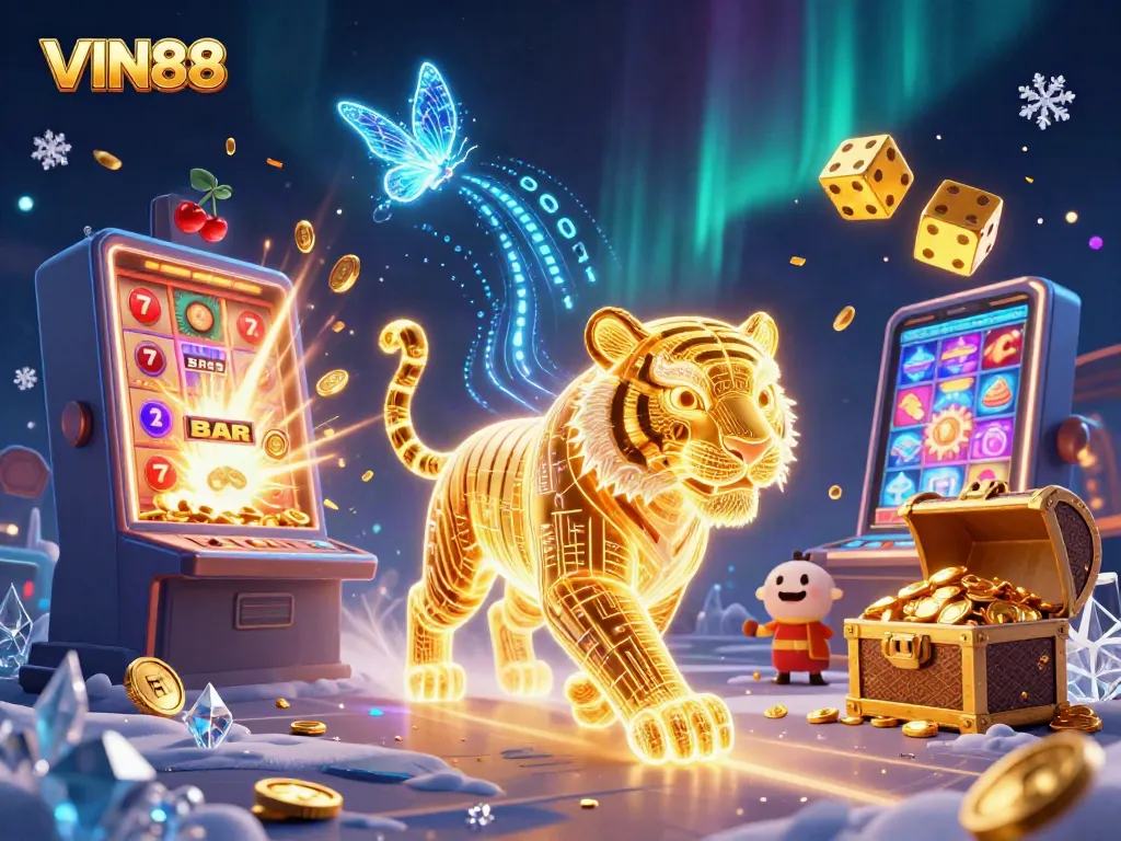 Experience thrilling gameplay at VIN88 with a dazzling casino scene bursting with excitement.
