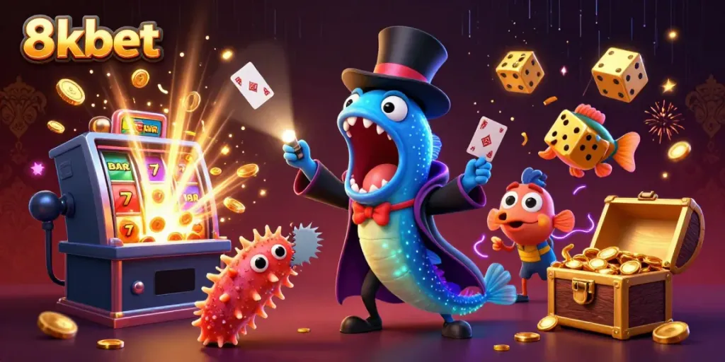 Engage with 8xbet's vibrant casino world featuring magical deep-sea creatures, exciting gameplay, and dazzling rewards.