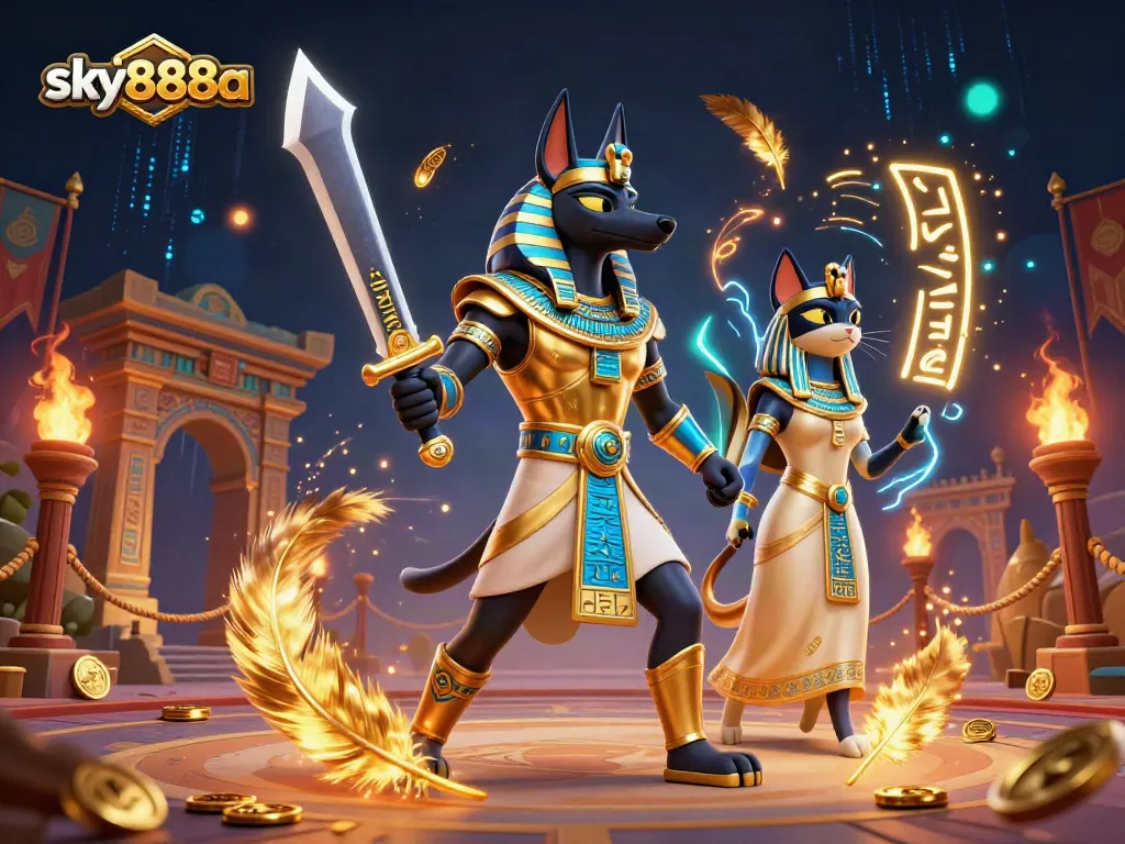Engage with thrilling games at sky888a featuring Anubis and Bastet in an epic casino adventure.
