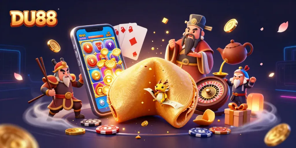 Engaging DU88 experience with a wise dragon unveiling fortunes and dynamic casino games.