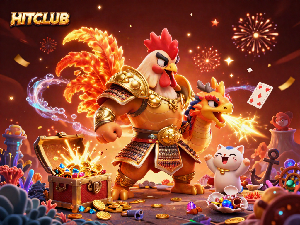 Engage in immersive gaming action with HITCLUB's thrilling dynamic illustration of casino adventure.