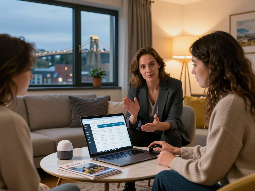 Engaging Airbnb management in Bristol, showcasing seamless collaboration between homeowner and professional.