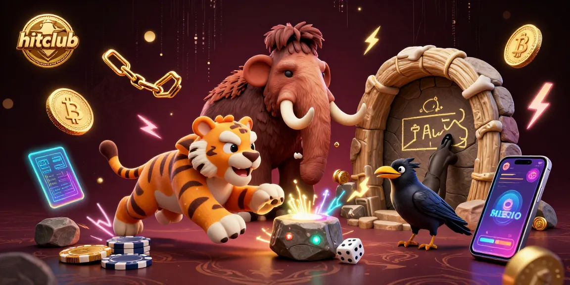 Experience excitement at hitclub with a vibrant 3D digital casino scene featuring classic games and modern crypto elements.