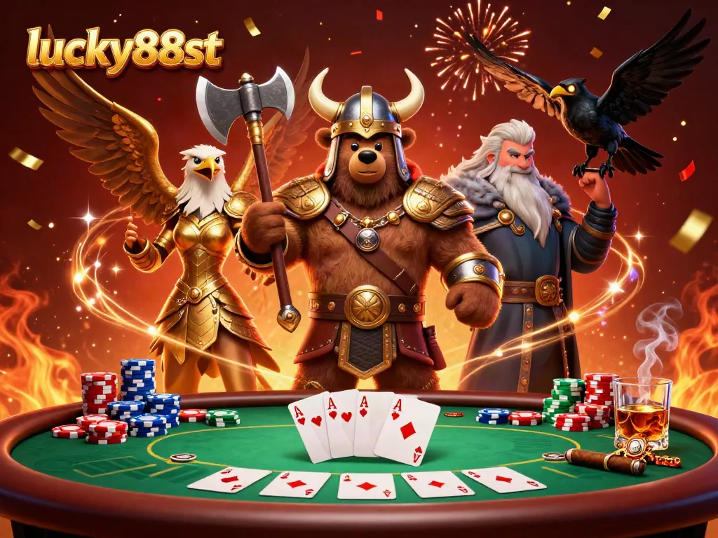Engage in thrilling poker action at lucky88st with vibrant characters and dynamic gaming elements.