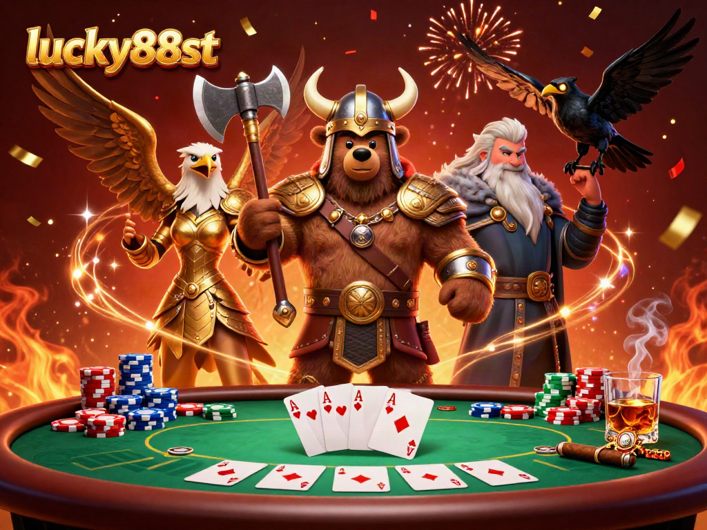 Engage in thrilling poker action at lucky88st with vibrant characters and dynamic gaming elements.