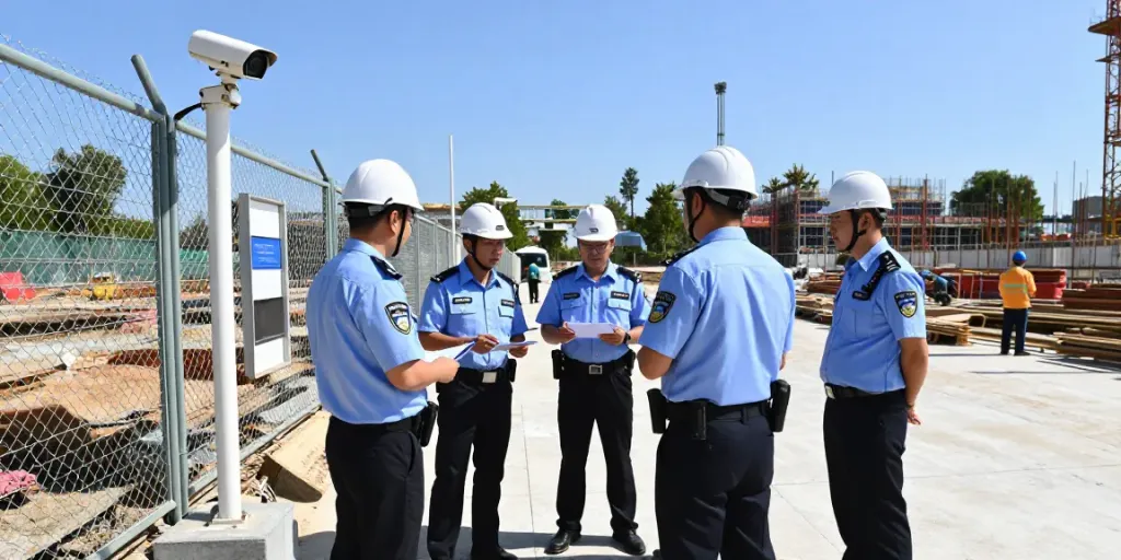 Construction Site Security team assessing safety measures at a nearby business.