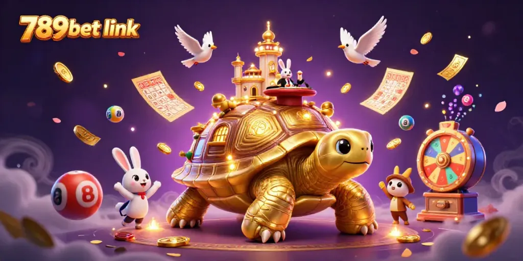 Engage with 789bet link as you join the 3D casino adventure featuring a golden tortoise.