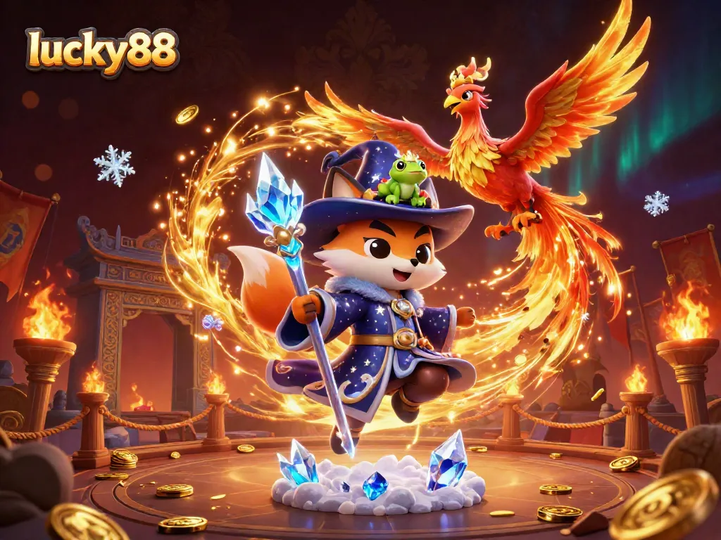 Experience thrilling moments at lucky88 with a vibrant 3D casino scene featuring magical characters and captivating elements.