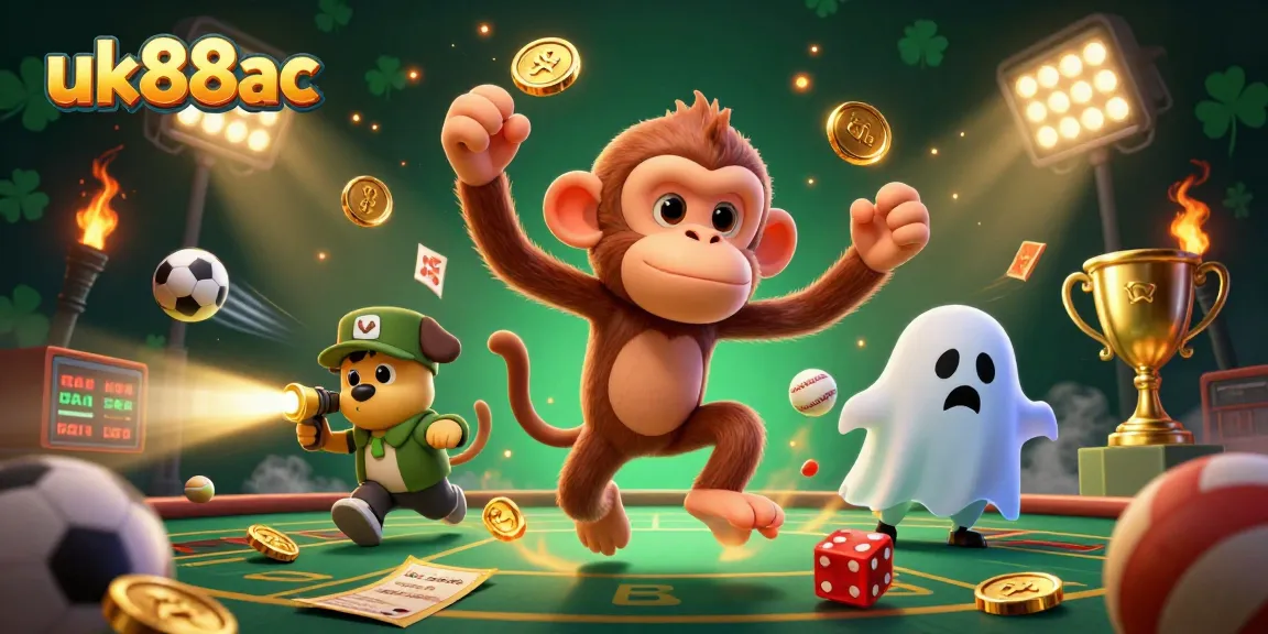 Engage with the thrilling atmosphere of uk88ac juggling golden casino elements in a haunted casino scene.