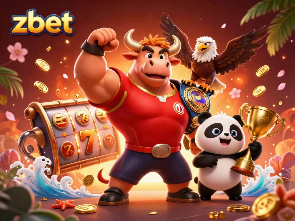 Experience the thrill of zbet casino with dynamic characters, slot reels, and vibrant celebration.