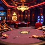 Players enjoying a thrilling poker game at 777VIP casino with vibrant chips and luxurious décor.