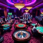 Players enjoying a thrilling casino moment at 39bet, surrounded by roulette wheels and slot machines.