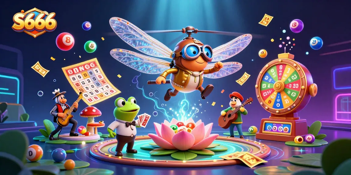 S666 provides dynamic gaming excitement with a dragonfly pilot, frog croupier, and colorful lottery elements.