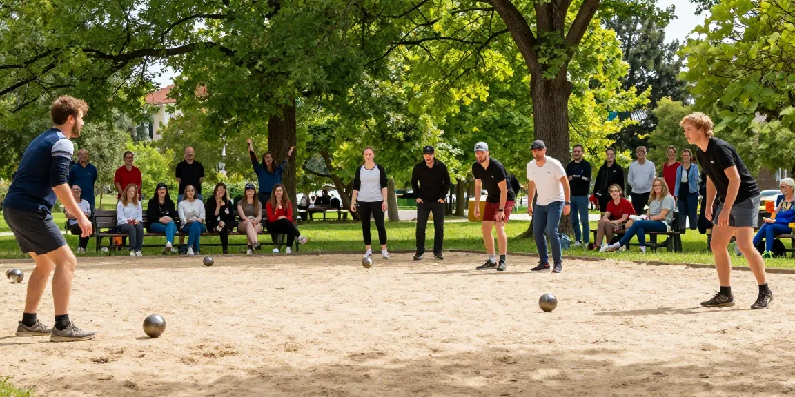 Petanque match at fopikotatomohon.org with players and enthusiastic spectators.