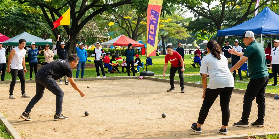 Petanque players enjoying competitions at fopikotagorontal.org tournament.