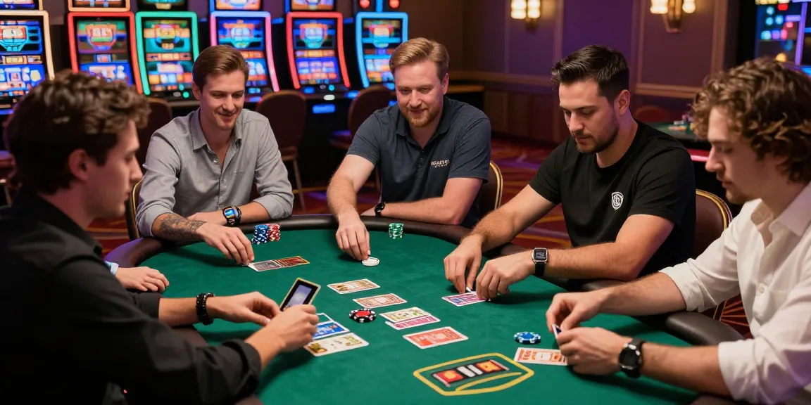 Exciting gameplay at credit card casinos with diverse players around a poker table