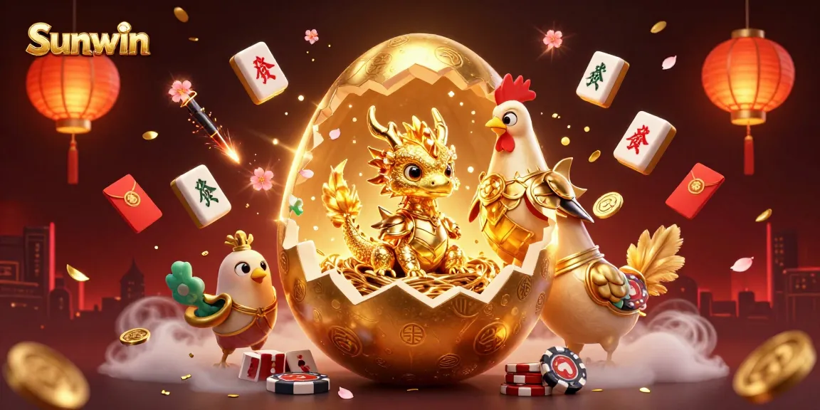 Sunwin showcases a captivating golden dragon emerging from poker chips, symbolizing victory.