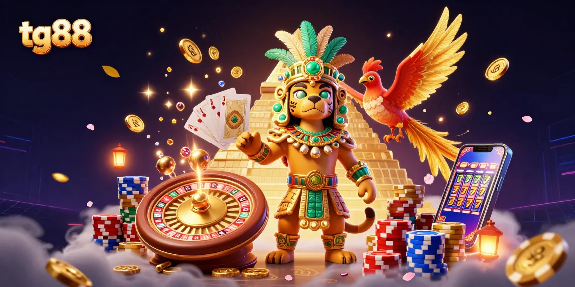 Experience the thrill of tg88 with a dynamic casino scene showcasing vivid gaming elements and outstanding characters.